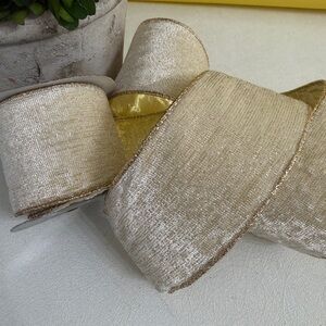 Elegant Cream & Gold Decorative Christmas Ribbon All The Trimmings